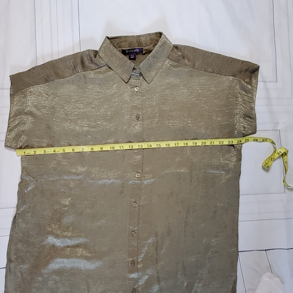 Roaman's silky blouse army green plus sz 12W - Picture 7 of 11